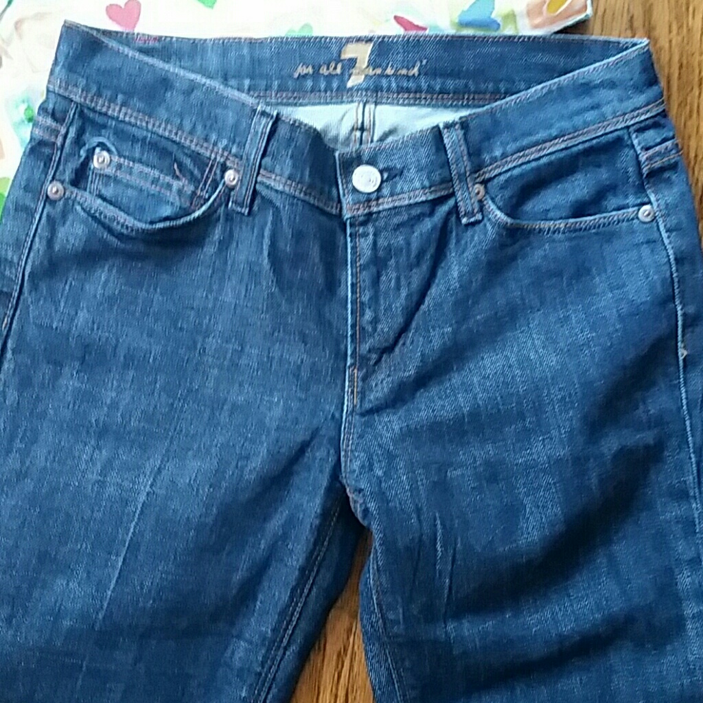 7 For All Mankind Size 27 Classic 5 Pocket Cropped Dark Wash Denim Jeans